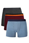 Giyim Erkek Penye 3'lü Boxer Füme-Bordo-İndigo