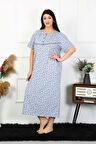 Giyim Kadın Büyük Beden Kısa Kol İndigo Anne Gecelik