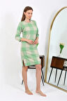 Giyim Pamuk Ev Elbisesi Tunik Gecelik Yeşil