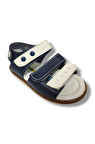 Şiringenç 1573-20 Anatomik 3 Çirt Bant Erkek Çocuk Sandalet Lacivert Beyaz 21-25