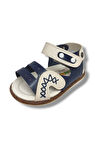 Şirinbebe 1628-20 Anatomik Dikiş Cırtlı Bebek Erkek Sandalet Lacivert Beyaz18-20