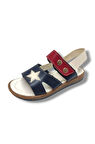 Şiringenç 1680-20 Anatomik Yıldız Desen Cırtlı Erkek Çocuk Sandalet Lacivert Beyaz 31-36