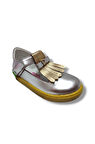 Şirinbebe 1742-20 Püsküllü Cırt Bant Kız Çocuk Sandalet Gümüş Altın 21-25