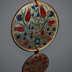 Lale Desenli Cam Nazarlık Dekoratif Duvar Süsü Füzyon Cam Duvar Dekoru Hediyelik Nazarlık