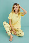 Kadın Pijama Takımı Kısa Kol Sıfır Yaka