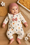 Kalp Desenli % 100 Pamuk Kız Bebek Tulumu