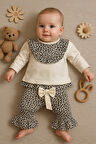 Leopar Detaylı 2'li Kız Bebek Takım %100 Pamuk