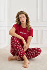 Kadın Pijama Takımı Kısa Kol Sıfır Yaka
