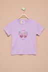 Lila Kelebek Baskılı Payetli Kız Çocuk Tişört 21000