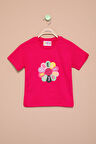 Fuşya Dream Baskılı Payetli Kız Çocuk Kısa Kol Tişört 21004