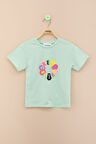 Yeşil Dream Baskılı Payetli Kız Çocuk Kısa Kol Tişört 21003