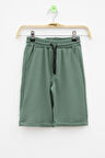 Yeşil Beli Lastikli Ponpon Kumaş Basic Erkek Çocuk Şort 21167