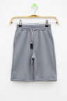 Gri  Beli Lastikli Ponpon Kumaş Basic Erkek Çocuk Şort 21168