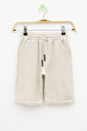 Krem  Beli Lastikli Ponpon Kumaş Basic Erkek Çocuk Şort 21170
