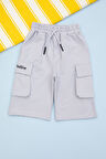 Açık Gri Cebi Yazı Baskılı Beli Lastikli Erkek Çocuk Şort 21162