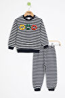 Lacivert Erkek Çocuk Gülenyüz Nakışlı Çizgili Şardonlu Takım 23320