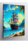 Kanvas Tablo Sahildeki Yelkenli Gemi