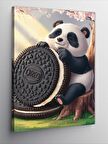 Kanvas Tablo Siyah Beyaz Bisküvi Ve Panda