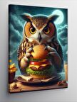 Kanvas Tablo Hamburger Yiyen Baykuş