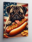Kanvas Tablo Hotdog Yiyen Köpek