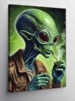 Kanvas Tablo Sigara İçen Uzaylı