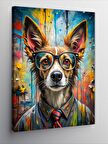 Kanvas Tablo Gözlüklü Kravatlı Köpek