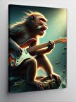 Kanvas Tablo Elektro Gitar Çalan Maymun