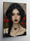 Kanvas Tablo Kırmızı Çiçekler Ve Kız