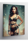 Kanvas Tablo Jartiyer Çoraplı Pin Up Kızı