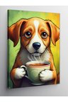Kanvas Tablo Kahve İçen Köpek