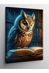 Kanvas Tablo Kitap Okuyan Baykuş