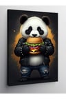 Kanvas Tablo Hamburger Yiyen Panda