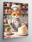 Kanvas Tablo Şef Kedi Ve Pasta