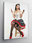 Kanvas Tablo Kırmızı Topuklu Kadın