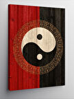 Kanvas Tablo Yin Yang ve Tahta Deseni