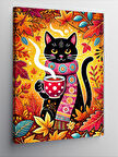 Kanvas Tablo Renkli Kedi Deseni
