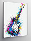Kanvas Tablo Splash Tarzı Elektro Gitar