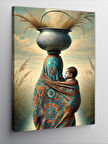 Kanvas Tablo Vazo Taşıyan Kadın ve Bebeği