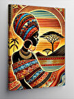 Kanvas Tablo Afrika Kadını ve Desenli Arka Plan