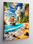 Kanvas Tablo Yelkenli ve Egzotik Plaj