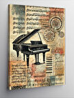 Kanvas Tablo Antik Piyano ve Nota Çizimleri