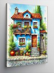 Kanvas Tablo Masalsı Mavi Ev