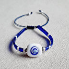 Miyuki Tila Murano Cam Bileklik - Beyaz / Lacivert