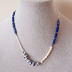 4 Renk Murano Boncuk Varisit İnci Kristal Kolye - Lacivert