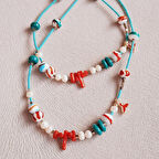 Özel Tasarım Mercan İnci Murano Cam Sanatı Kolye