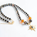 Kutup Yıldızı Murano Boncuklu Doğaltaş Kolye