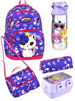 OPTİZON MEOW DESENLİ Beşli Erkek Çocuk İlkokul Okul Çantası + Termal beslenme seti + Kalemlik + suluk