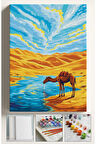 Sayılarla Boyama Tuval Seti Fırça Boya Dahil (Çıtalı) 40x50 CM - ÇÖL VE DEVE