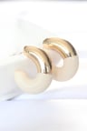 CCB Krem Gold Çift Renk Küpe 5886