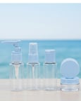 5’li Seyahat Dolum Şişe Seti 30 ml Şeffaf Taşıma Çantalı